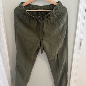 Olive Green linen joggers